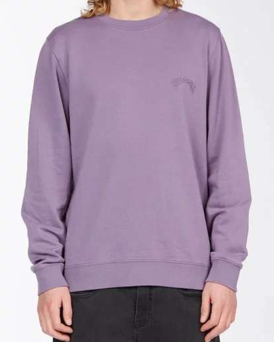 Hoodies & Fleece * | Billabong Wave Wash Crew Neck Pullover Asphalt