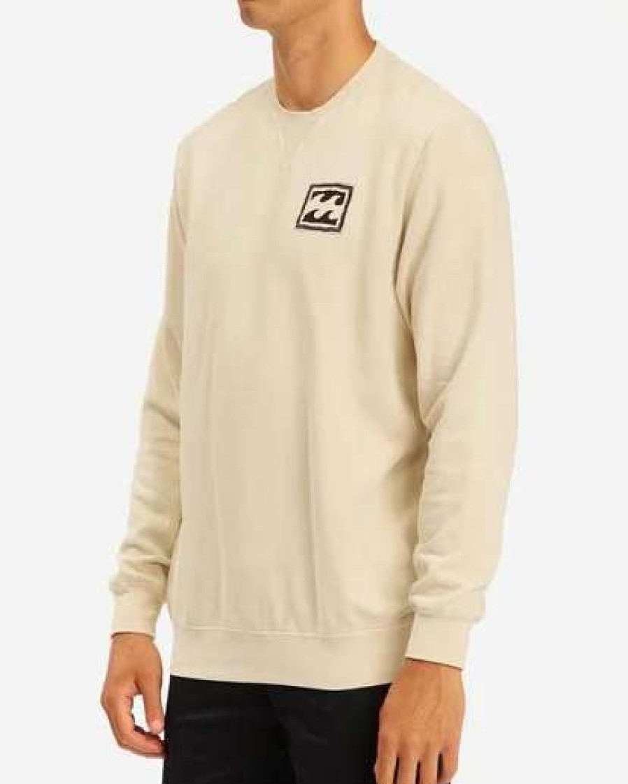 Hoodies & Fleece * | Billabong Wave Washed Crayon Wave Crewneck Pullover Sweater Bone Bone (Bon)