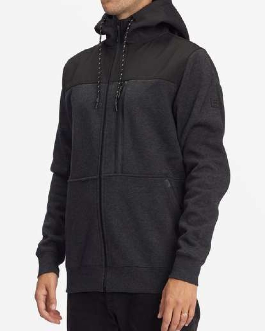 Fleece * | Billabong A/Div Quadrant Furnace Zip-Up Hoodie Black Heather Black Heather (Bkh)