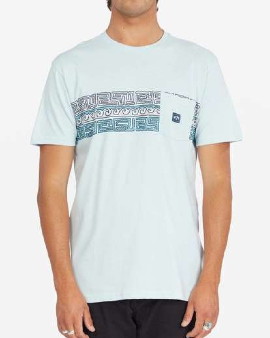 Tees * | Billabong Halfrack Stripe Pocket T-Shirt Coastal Blue