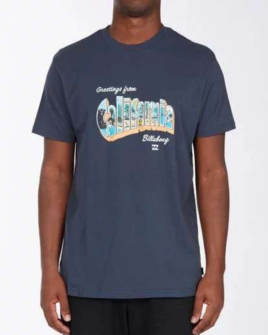 Tees * | Billabong Greetings California Short Sleeve T-Shirt Coastal Blue