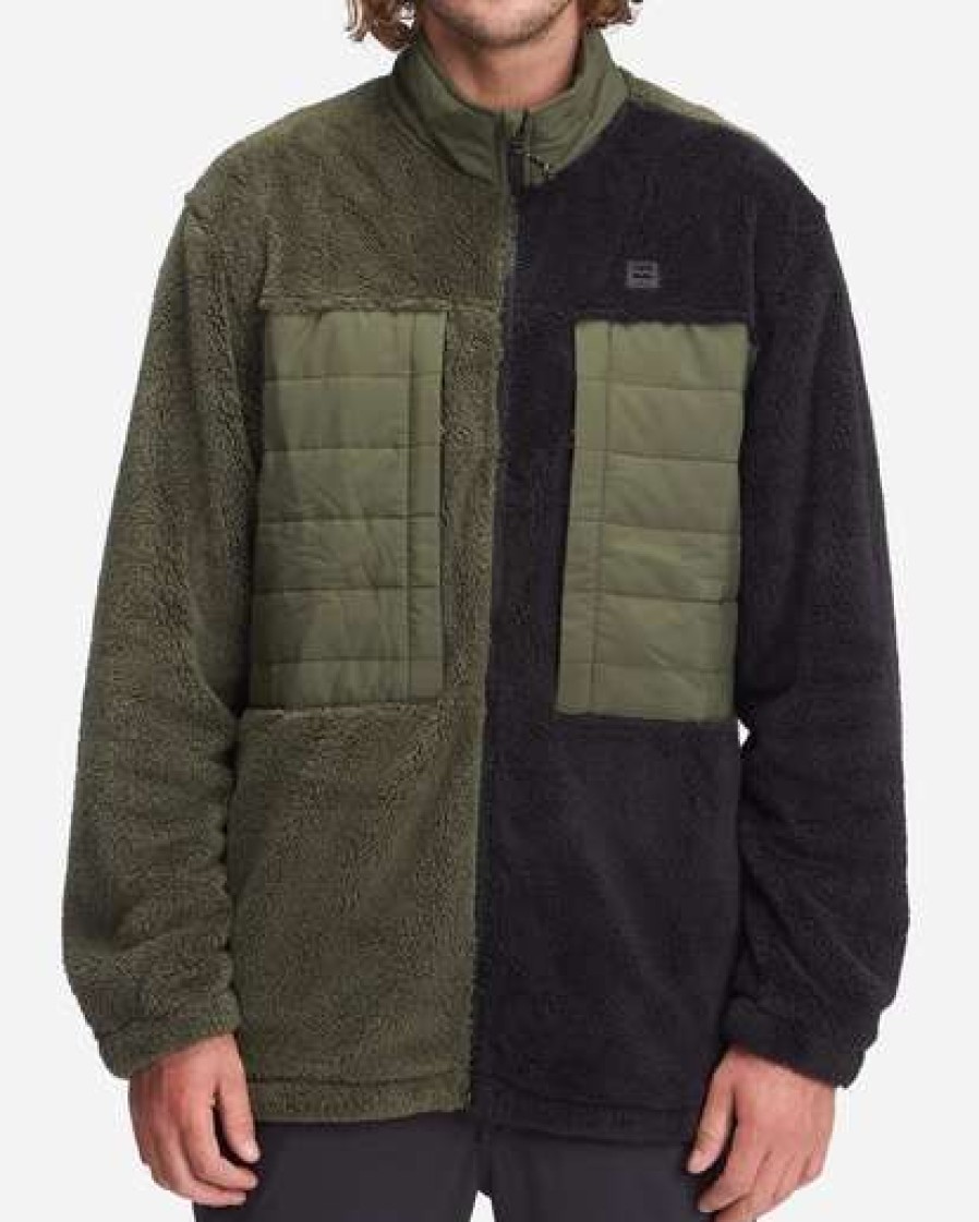 Fleece * | Billabong A/Div Glacier Offcut Mock Neck Zip-Up Jacket Dark Olive Dark Olive (Dko)