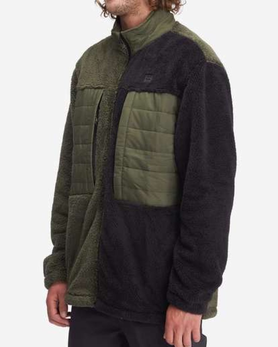 Fleece * | Billabong A/Div Glacier Offcut Mock Neck Zip-Up Jacket Dark Olive Dark Olive (Dko)