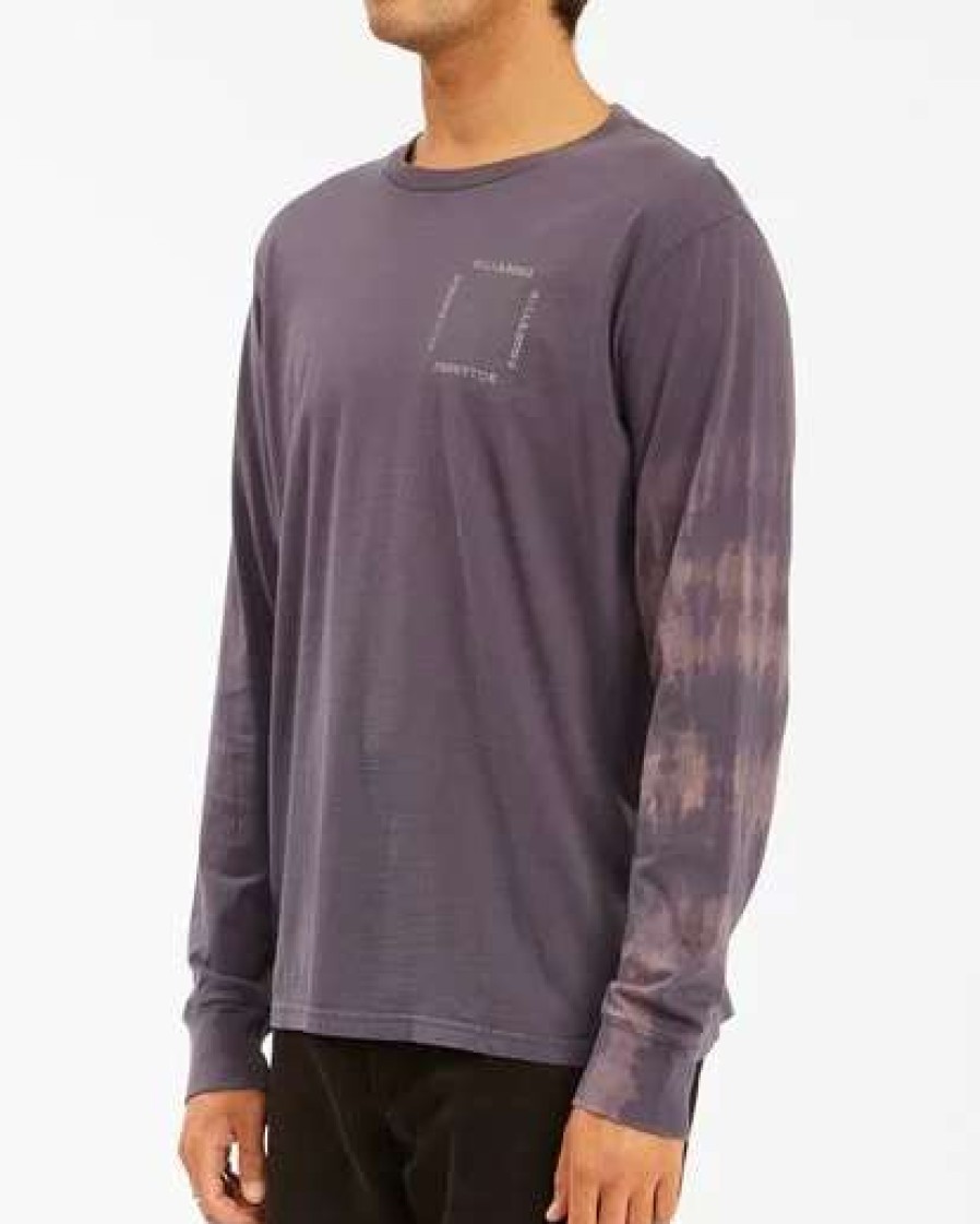 Tees * | Billabong Sun Burn Tie-Dye Long Sleeve T-Shirt Char Char (Crc)