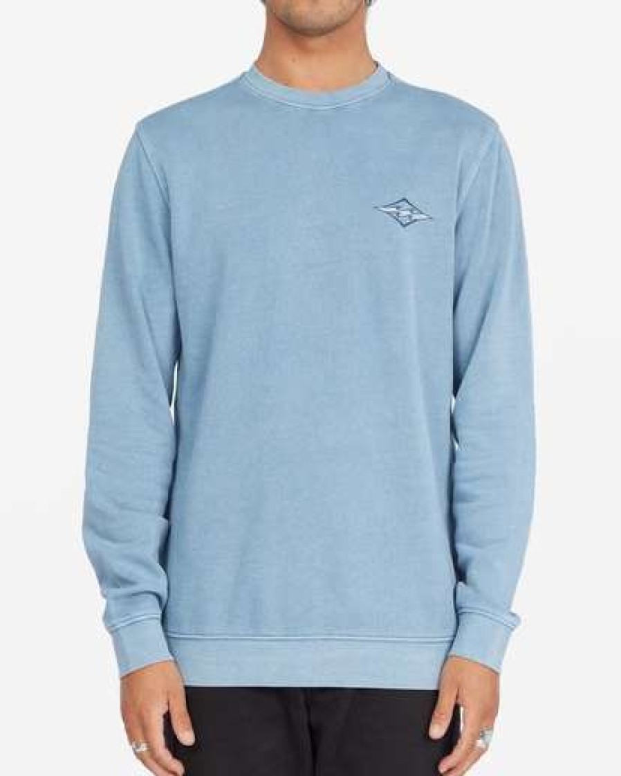 Clothing * | Billabong Wave Washed Theme Arch Crewneck Pullover Smoke Blue Smoke Blue (Smb)