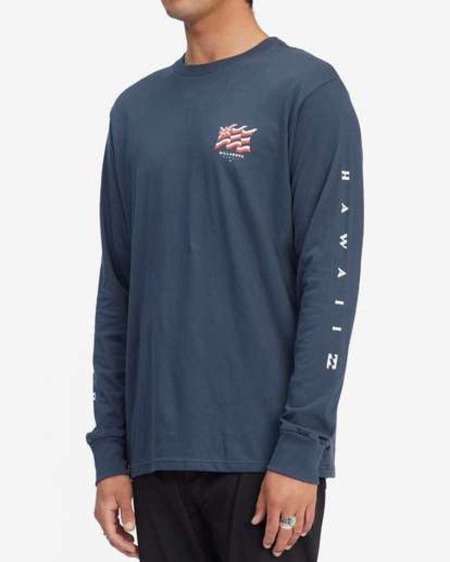 Tees * | Billabong Salute Hawaii Long Sleeve T-Shirt Navy Navy (Nvy)