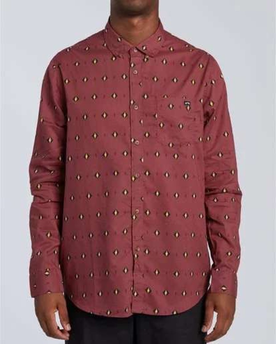 Shirts * | Billabong Sundays Mini Long Sleeve Shirt Oxblood