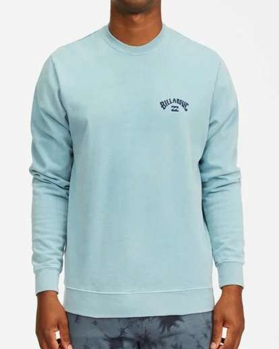 Hoodies & Fleece * | Billabong Arch Wave Washed Crew Neck Sweatshirt Black