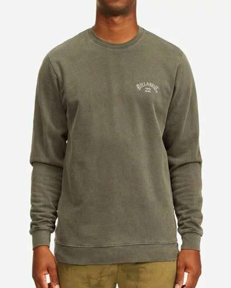 Hoodies & Fleece * | Billabong Arch Wave Washed Crew Neck Sweatshirt Black