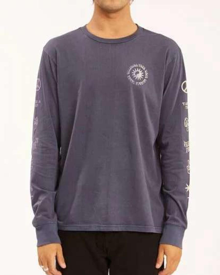 Tees * | Billabong Trippin' Wave Washed Long Sleeve T-Shirt Char Char (Crc)