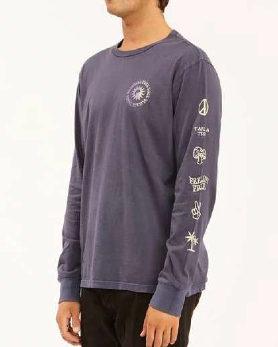 Tees * | Billabong Trippin' Wave Washed Long Sleeve T-Shirt Char Char (Crc)