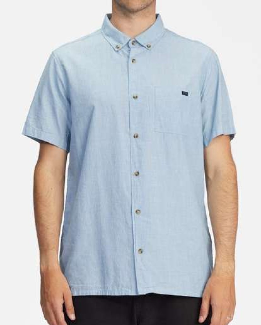 Clothing * | Billabong All Day Organic Short Sleeve Shirt Marine Marine (Mre)