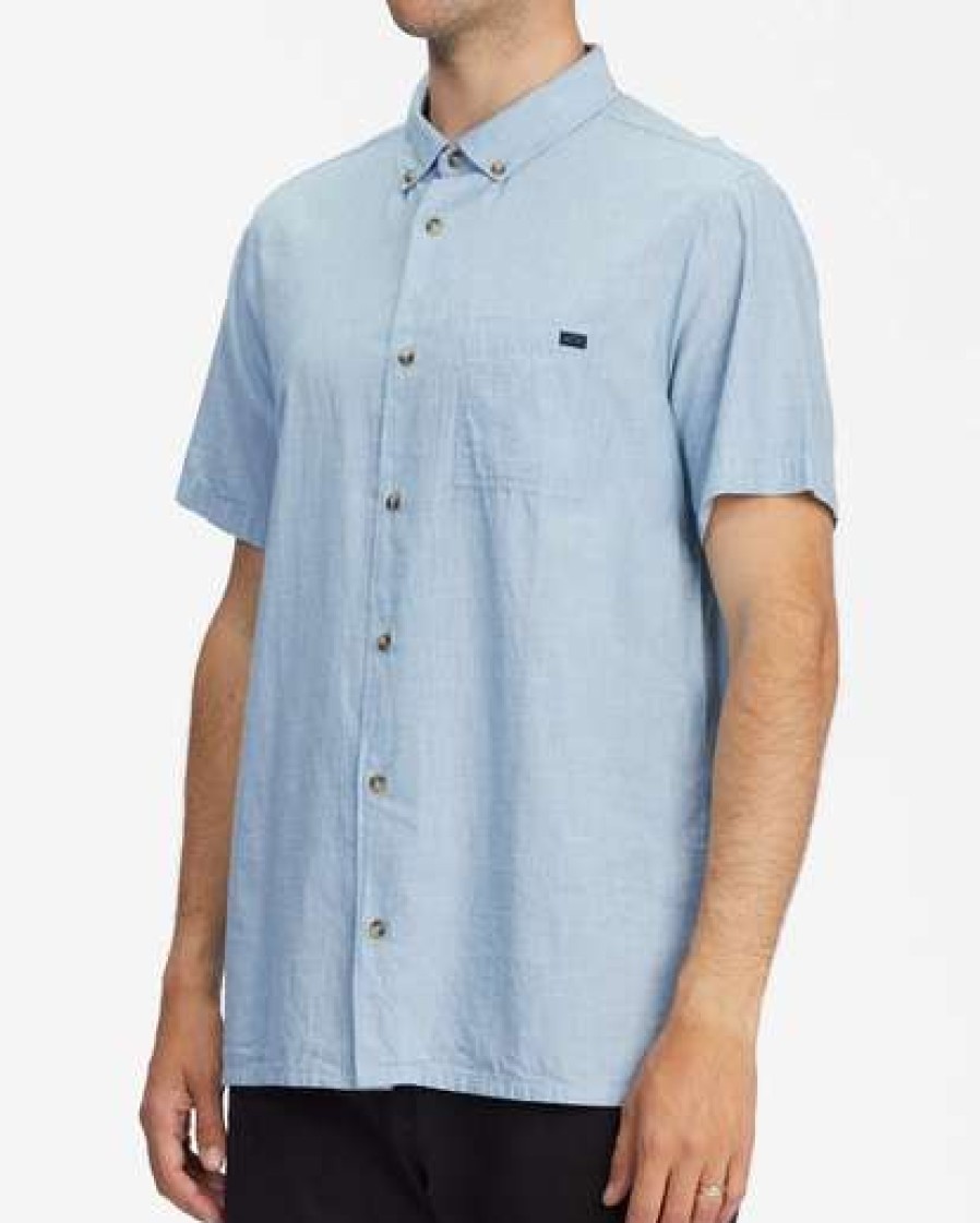 Clothing * | Billabong All Day Organic Short Sleeve Shirt Marine Marine (Mre)