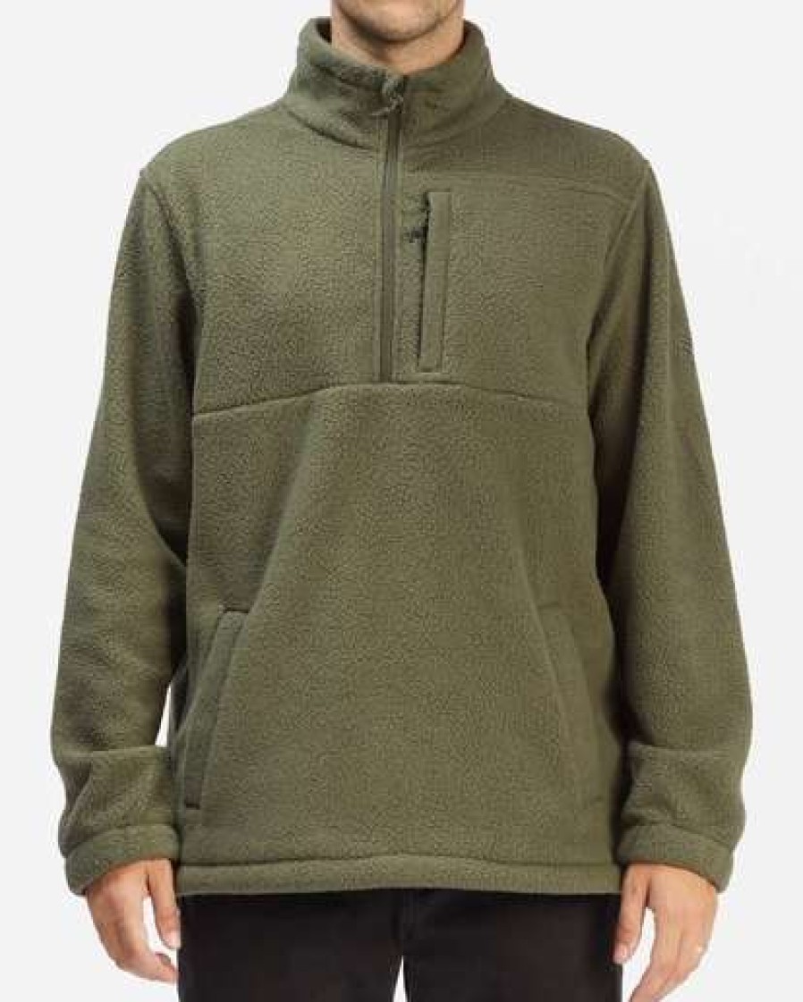 Fleece * | Billabong A/Div Boundary Half-Zip Mock Neck Fleece Dark Olive