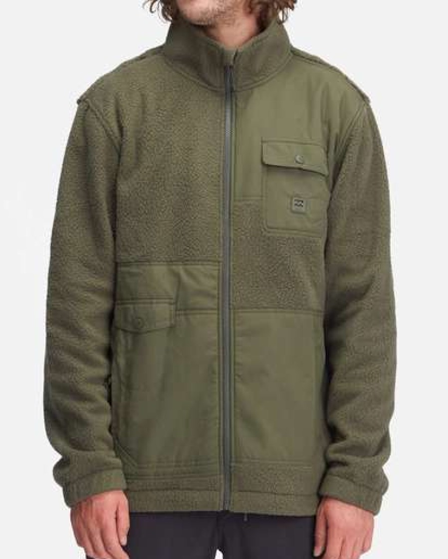 Fleece * | Billabong A/Div Boundary Trail Zip-Up Offcut Jacket Dark Olive Dark Olive (Dko)