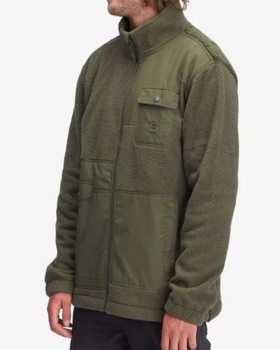 Fleece * | Billabong A/Div Boundary Trail Zip-Up Offcut Jacket Dark Olive Dark Olive (Dko)