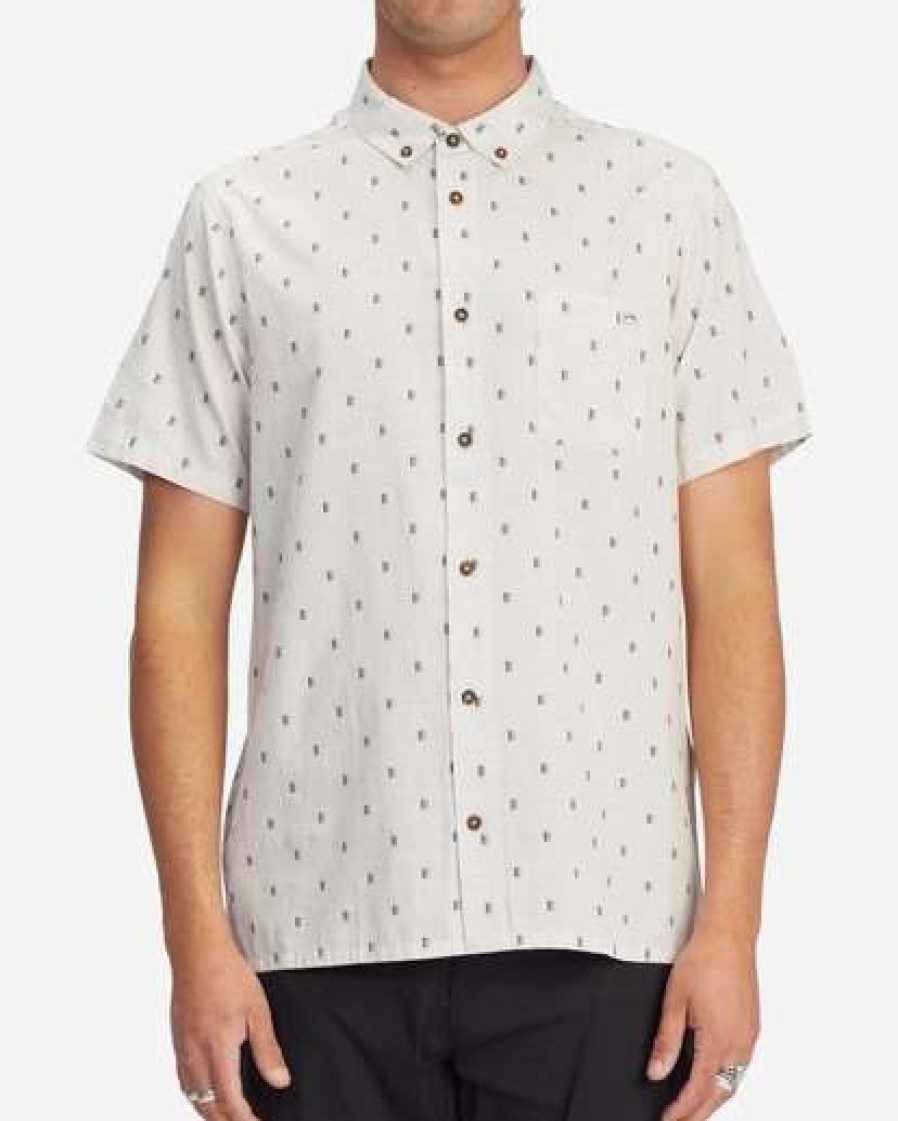 Shirts * | Billabong All Day Jacquard Short Sleeve Shirt Light Blue