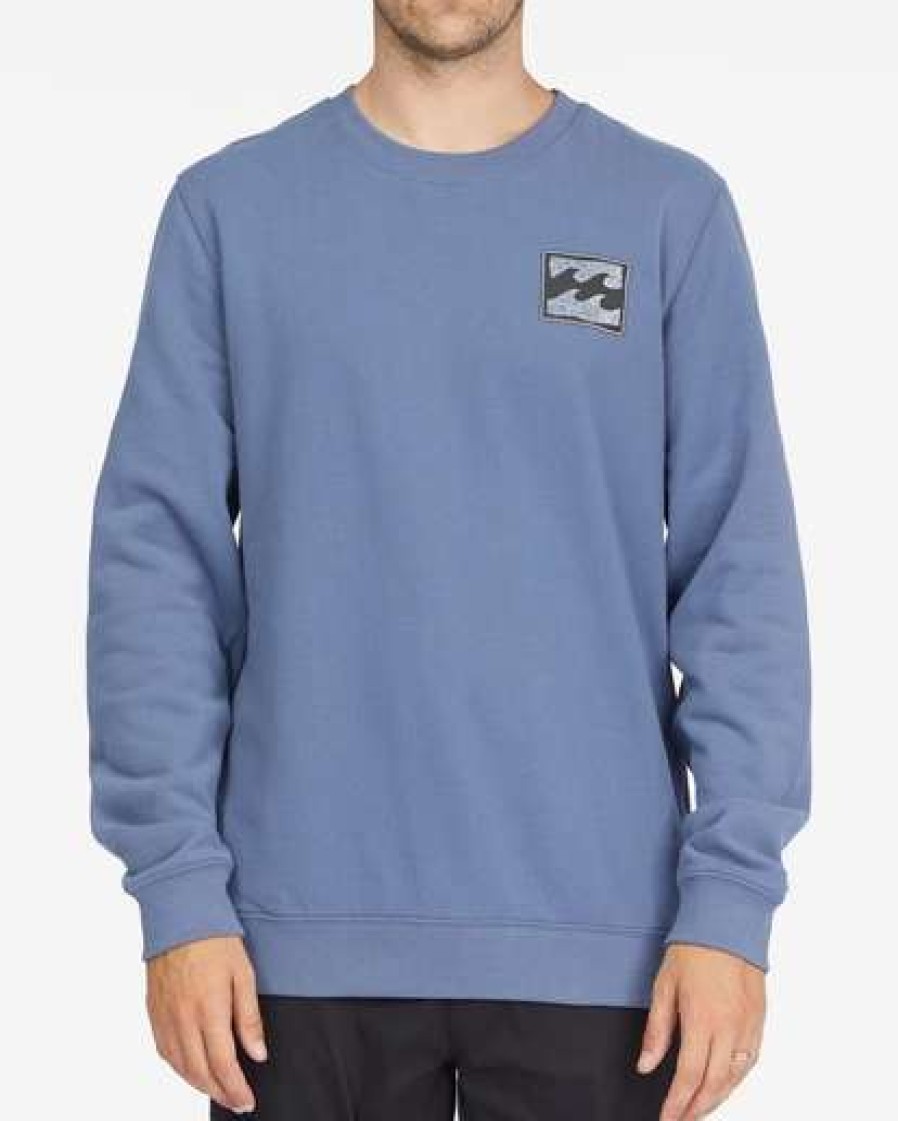 Hoodies & Fleece * | Billabong Crayon Wave Crewneck Pullover Slate Blue Slate Blue (Slb)