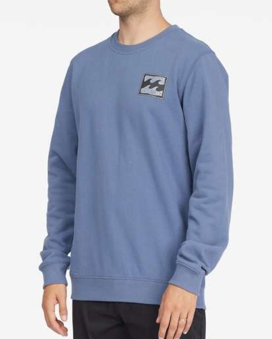 Hoodies & Fleece * | Billabong Crayon Wave Crewneck Pullover Slate Blue Slate Blue (Slb)