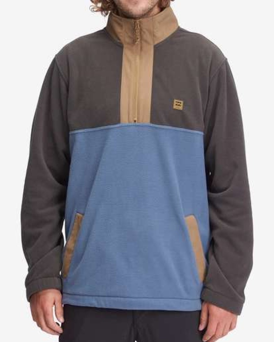 Fleece * | Billabong A/Div Boundary Mock Half-Zip Contrast Fleece Raven Raven (Rav)