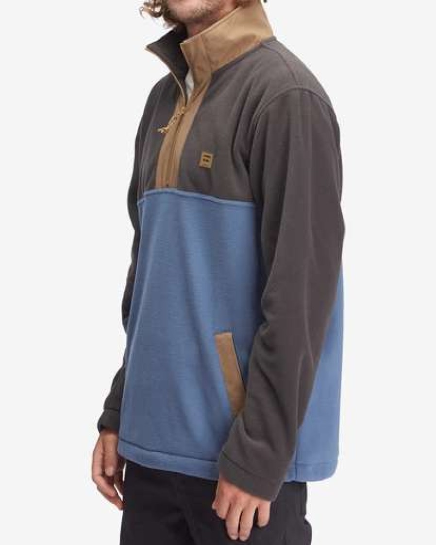 Fleece * | Billabong A/Div Boundary Mock Half-Zip Contrast Fleece Raven Raven (Rav)