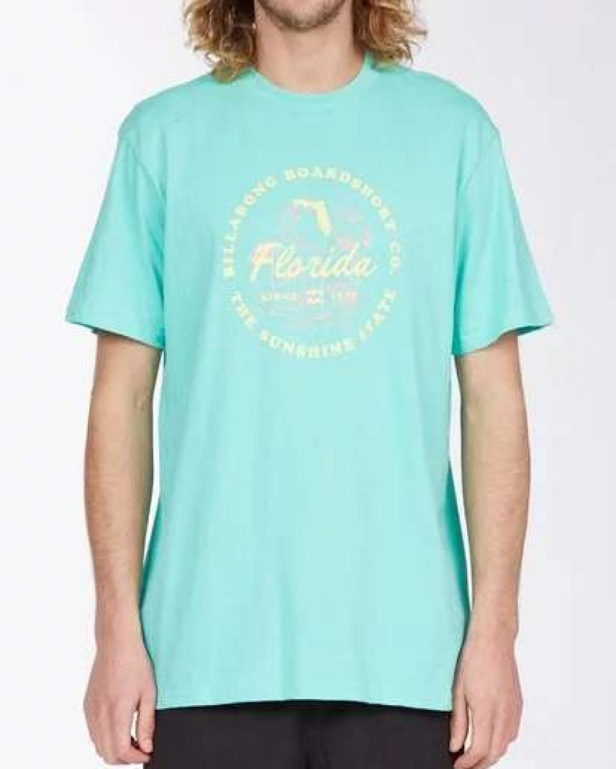 Tees * | Billabong Seal Florida Short Sleeve T-Shirt Light Aqua Light Aqua (Laq)