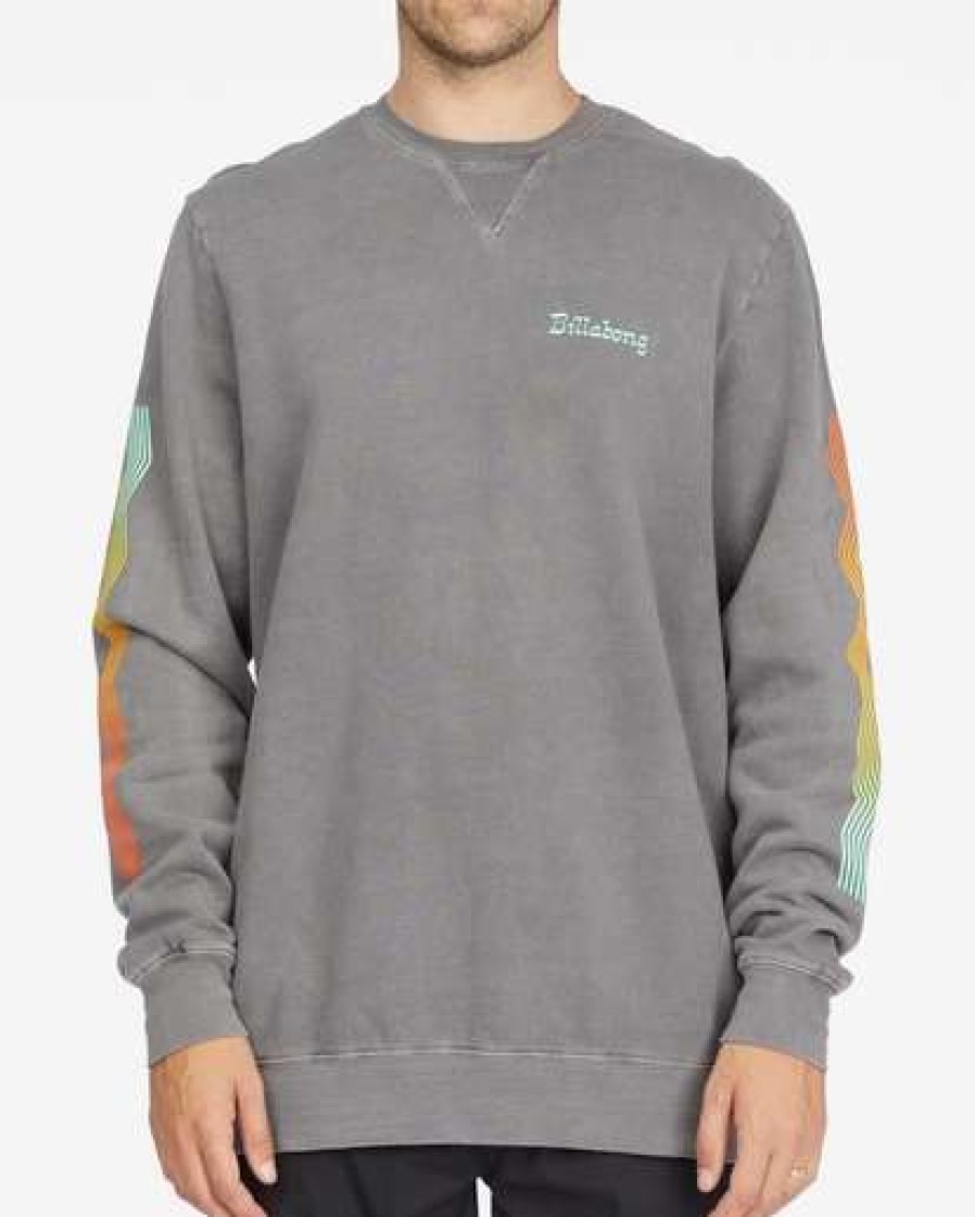 Hoodies & Fleece * | Billabong Wave Washed Plants Crewneck Pullover Charcoal Charcoal (Chr)