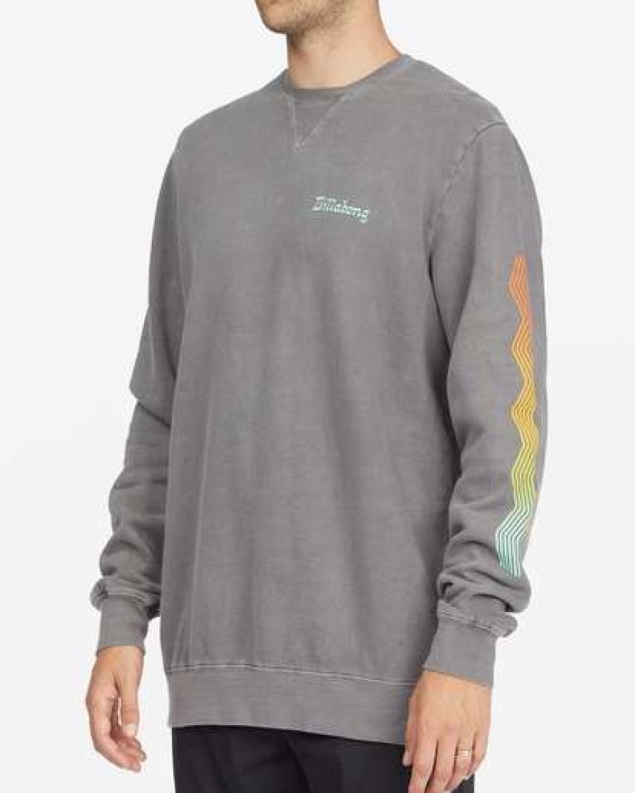 Hoodies & Fleece * | Billabong Wave Washed Plants Crewneck Pullover Charcoal Charcoal (Chr)