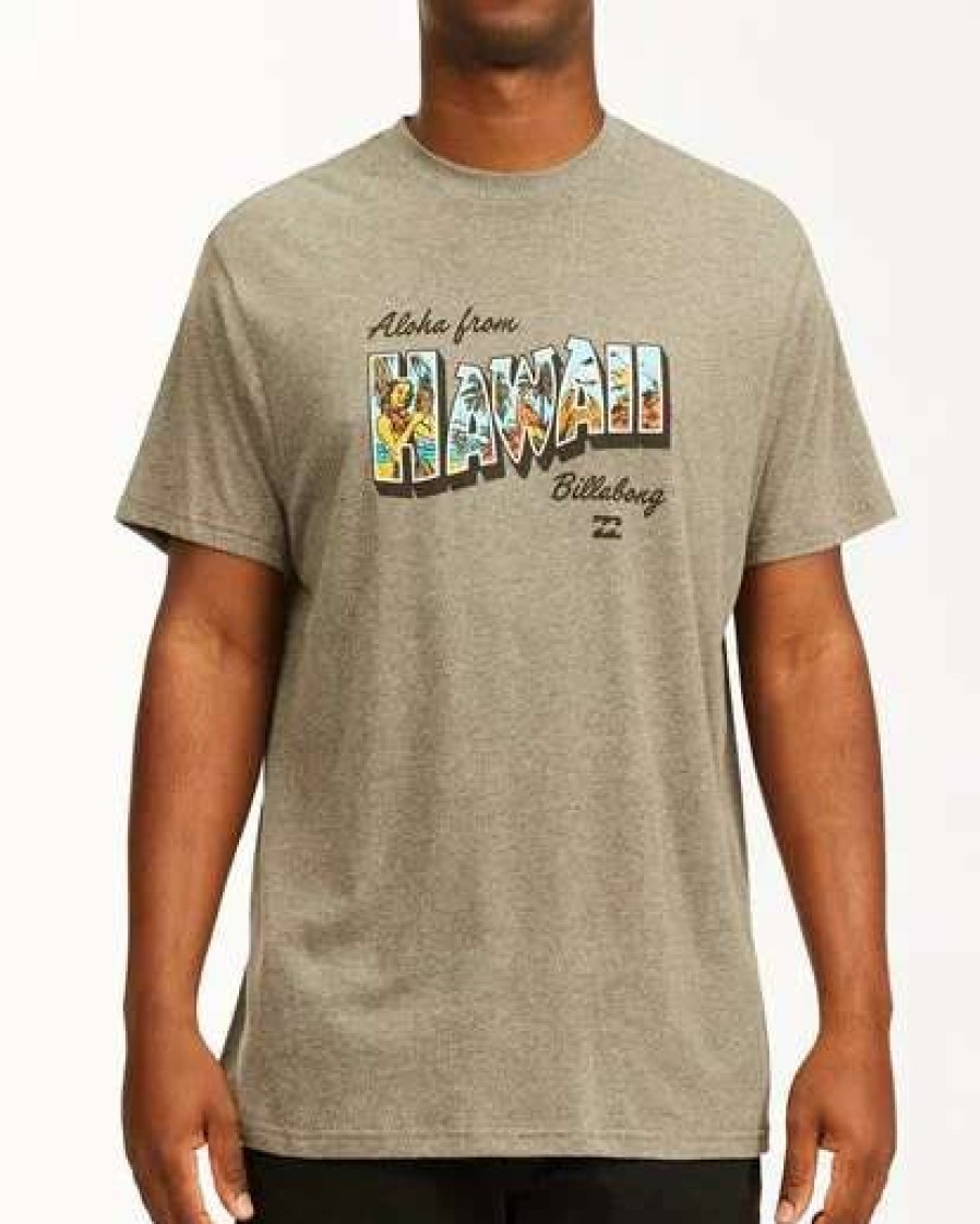 Tees * | Billabong Greetings Hawaii Short Sleeve T-Shirt Dark Grey Heather Dark Grey Heather (Dgr)