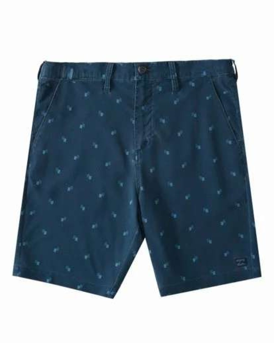 Shorts * | Billabong Crossfire Mid Print Walkshorts Navy Navy (Nvy)